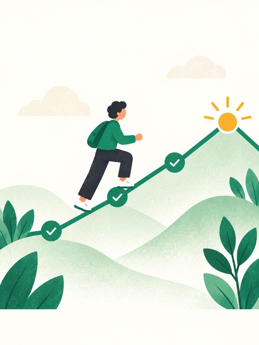 An illustration of taking small steps toward a meaningful goal